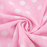 Women's Spring/Summer Fashion Sexy See-Through Polka Dot Print Mesh Headband Long Sleeve Dress