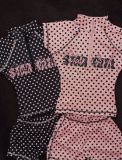 Women's Summer Fashion Sport Letter Print Polka Dot Two-Piece Shorts Set