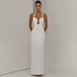 Women's Summer Sexy Chic Cut-Out Halter Neck Bodycon Long Dress