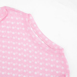 Women's Spring/Summer Fashion Sexy See-Through Polka Dot Print Mesh Headband Long Sleeve Dress