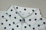 Women's Slim Fit Sleeveless V-Neck Polka Dot Two-Piece Shorts Set