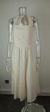 Women's Spring Chic Wide Strap Halter Neck Low Back Dress