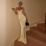 Women's Chic Satin Lace Patchwork Sexy Strap Dress