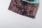 Women's Summer Sequin Leopard Print Cut-Out Strapless Dress