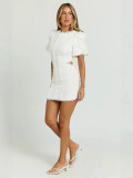 Women's Chic Round Neck Short Sleeve Mini Dress