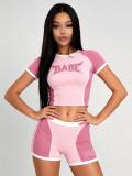 Women's Letter Print Sport Two-Piece Shorts Set