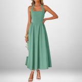 Women's Spring Chic Wide Strap Halter Neck Low Back Dress