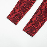 Women's Sexy Snake Print Cut-Out Bow Strap Low Back Slim Fit Jumpsuit