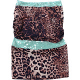 Women's Summer Sequin Leopard Print Cut-Out Strapless Dress