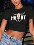 Women's Summer Print Street Crop Short Sleeve T-Shirt