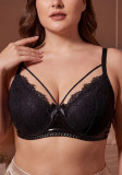 Plus Size Women's Low Back Lace Patchwork Cross Strap Bow Patent Leather Lingerie