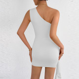 Women Summer Slash Shoulder Sleeveless Sexy Bodycon Dress