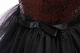 Girls' V-Neck Sequin Bow Princess Dress