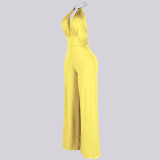 Women Summer Sexy Halter Neck Backless Jumpsuit