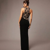 Women Summer/Autumn Lace Patchwork Sleeveless Maxi Dress