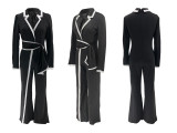 Women Autumn/Winter Color Block Long-Sleeve Jumpsuit