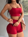 Women Fitness Camisole Yoga Top and Shorts Two-Piece Set