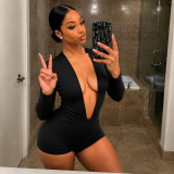 Women Sexy V-Neck Long-Sleeved Jumpsuit
