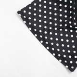 Women Polka Dot Print Drawstring Halter Neck Top and Capri Pants Two-Piece Set
