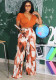 Women Autumn/Winter Elegant Top and Printed Wide-Leg Pants Two-Piece Set