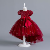 Women Christmas Outfit Sequin Mesh Bow Tutu Skirt