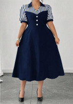 Plus Size Women Striped Short-Sleeve Summer Dress Plus Size Women Striped Short-Sleeve Summer Dress
