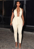 Women Halter Neck V-Neck Backless Jumpsuit Women Halter Neck V-Neck Backless Jumpsuit