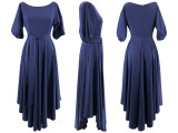 Women Slash Shoulder Lace-Up Elegant Irregular Dress