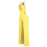 Women Summer Sexy Halter Neck Backless Jumpsuit