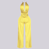 Women Summer Sexy Halter Neck Backless Jumpsuit