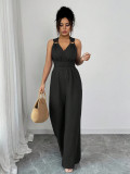 Women Halter Neck Cross Backless Casual Sleeveless Jumpsuit