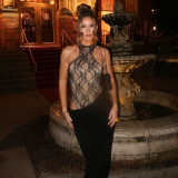 Women Summer/Autumn Lace Patchwork Sleeveless Maxi Dress