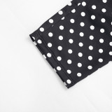 Women Polka Dot Print Drawstring Halter Neck Top and Capri Pants Two-Piece Set