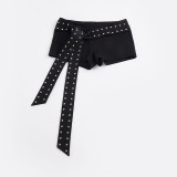 Women Punk Studded Lace-Up Shorts
