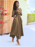 Women Slash Shoulder Lace-Up Elegant Irregular Dress