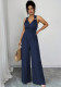 Women Halter Neck Cross Backless Casual Sleeveless Jumpsuit