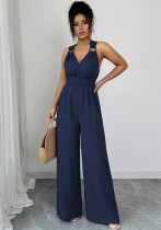 Women Halter Neck Cross Backless Casual Sleeveless Jumpsuit Women Halter Neck Cross Backless Casual Sleeveless Jumpsuit