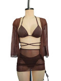 Women Bikini Lace-Up Sexy Swimwear Four-Piece Set