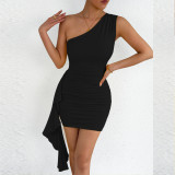 Women Summer Slash Shoulder Sleeveless Sexy Bodycon Dress