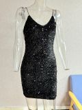 Women Sequin Summer Beach Holidays Sexy Bodycon Strap Dress