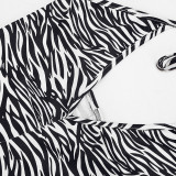 Women Summer Zebra Print Halter Neck V-Neck Backless Jumpsuits