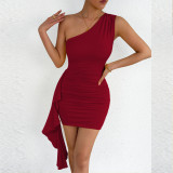 Women Summer Slash Shoulder Sleeveless Sexy Bodycon Dress