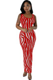Women Zebra Print Sleeveless Maxi Dress