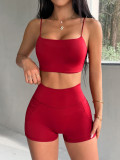 Women Fitness Camisole Yoga Top and Shorts Two-Piece Set