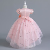 Women Christmas Outfit Sequin Mesh Bow Tutu Skirt