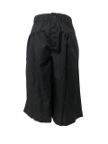 Women Casual Khaki Pleated Wide-Leg Shorts
