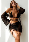 Women Bikini Lace-Up Sexy Swimwear Four-Piece Set