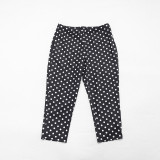 Women Polka Dot Print Drawstring Halter Neck Top and Capri Pants Two-Piece Set