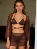 Women Bikini Lace-Up Sexy Swimwear Four-Piece Set