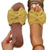 Women Flat Rhinestone Bow Slip-on Sandals